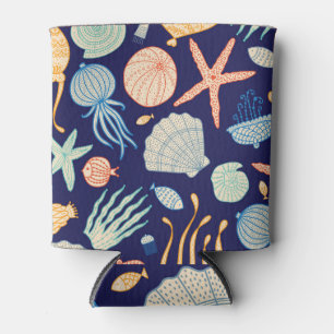 Jellyfish Shells Fish Algae Pattern Can Cooler