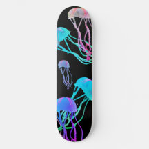 Jellyfish Swarm in Black Skateboard Deck