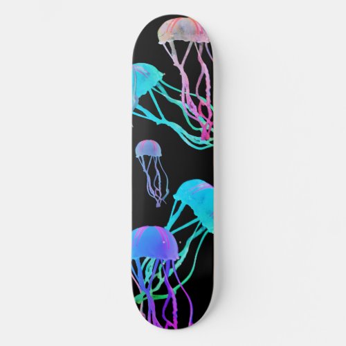 Jellyfish Swarm in Black Skateboard Deck