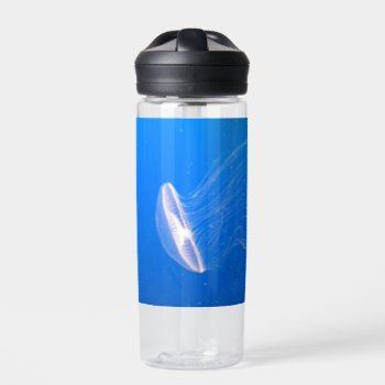 Jellyfish Tentacles Bright Blue Sea Water Bottle by beachcafe at Zazzle