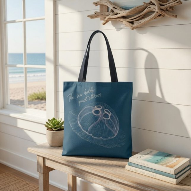 Jellyfish Tote Bag – “The Sea Holds Quiet Stories” (Creator Uploaded)