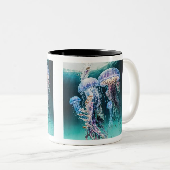 Jellyfish Two-Tone Mug, 11 oz  Coffee Mug (Front Right)