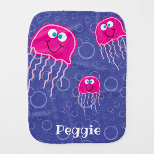 Jellyfish Under the Sea Bubbles Marine Theme Baby Burp Cloth