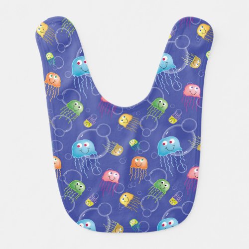 Jellyfish Under the Sea Illustration Pattern Baby Bib