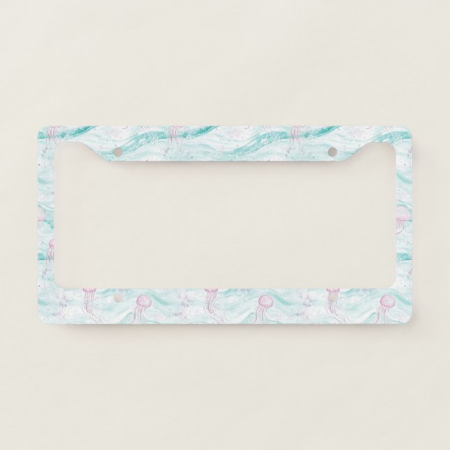 Jellyfish Underwater Adventure Pattern License Plate Frame (Front)
