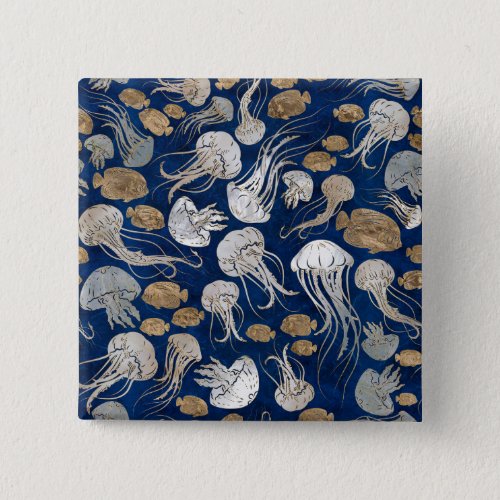 Jellyfish Underwater Pattern Button