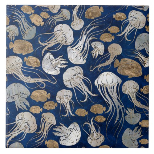 Jellyfish Underwater Pattern Ceramic Tile