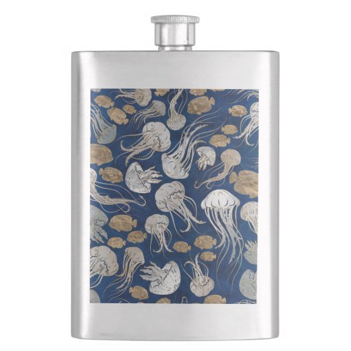 Jellyfish Underwater Pattern Flask