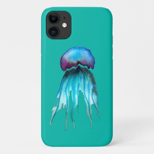 Jellyfish watercolor colorful modern aquatic iPhone 11 case