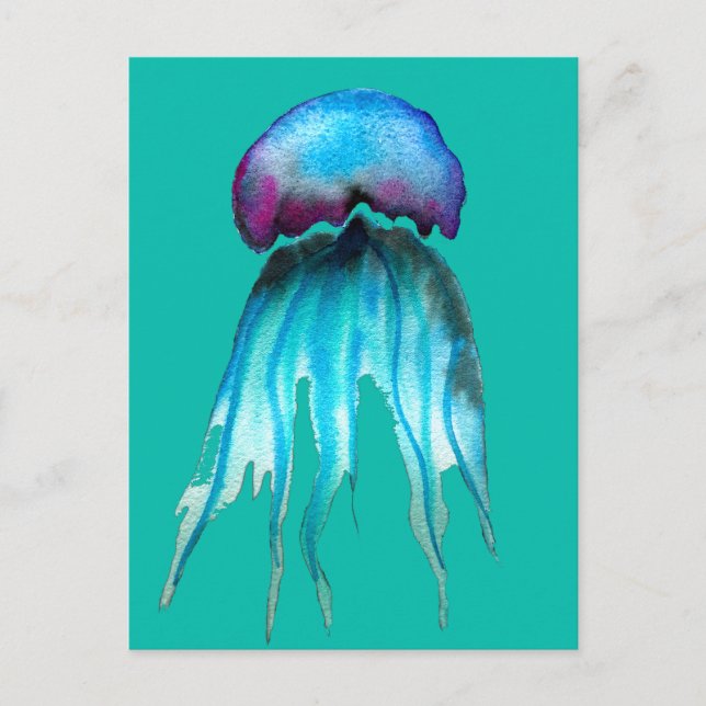 Jellyfish watercolor colorful modern aquatic postcard (Front)