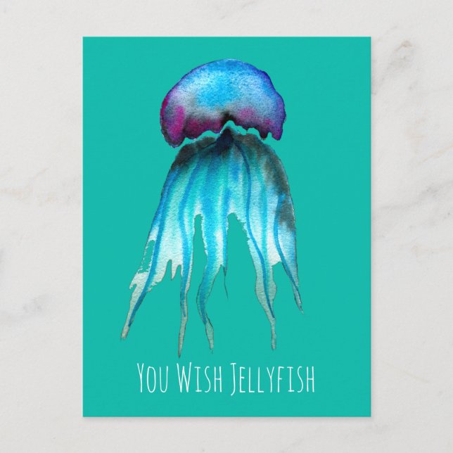 Jellyfish watercolor colorful modern aquatic postcard (Front)