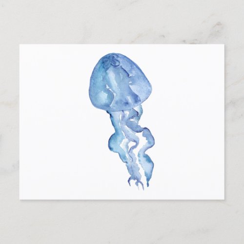 Jellyfish watercolor illustration postcard