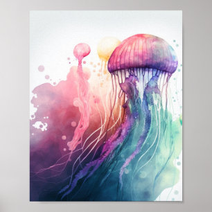 Jellyfish Watercolor Minimalistic Poster