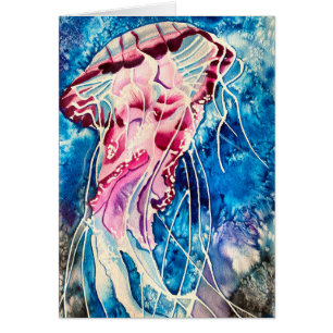 Jellyfish watercolor ocean art cards