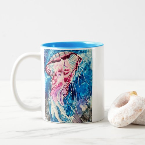 Jellyfish watercolor ocean art Two_Tone coffee mug