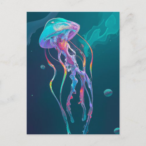 jellyfish with rainbow leds postcard