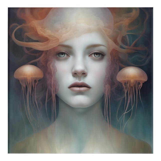 Jellyfish Woman Fantasy Acrylic Print (Front)