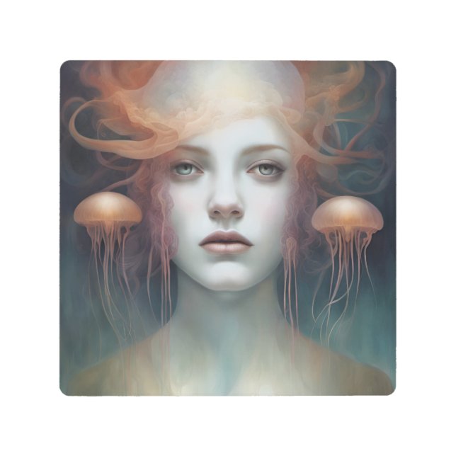 Jellyfish Woman Fantasy Metal Print (Front)