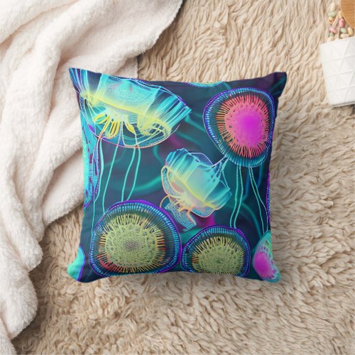 Jellyfish Wonderland Throw Pillow