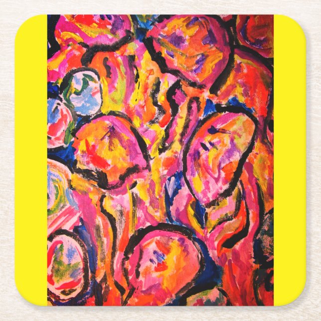 Jellyfishes  dancing  in ocean  jigsaw puzzle phot square paper coaster (Front)