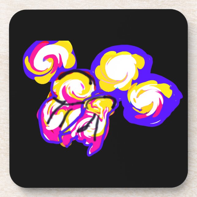 Jellyfishes style bubbles beverage coaster (Front)