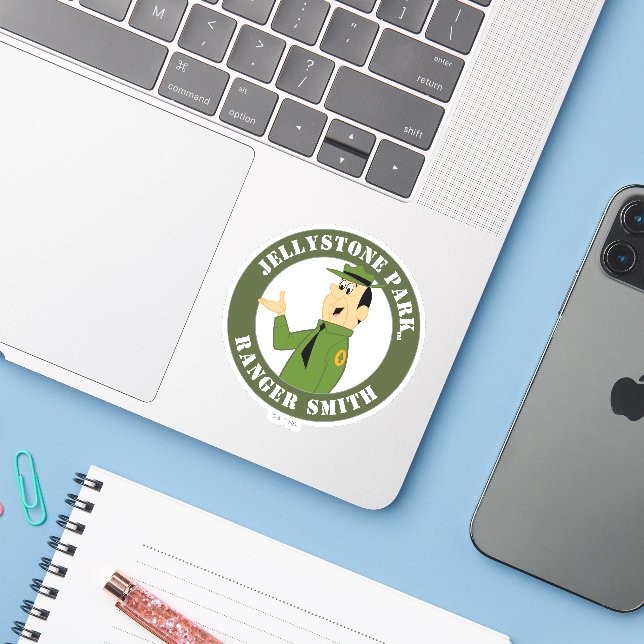 Jellystone's Ranger Smith Portrait Sticker (Laptop w/ iPhone)
