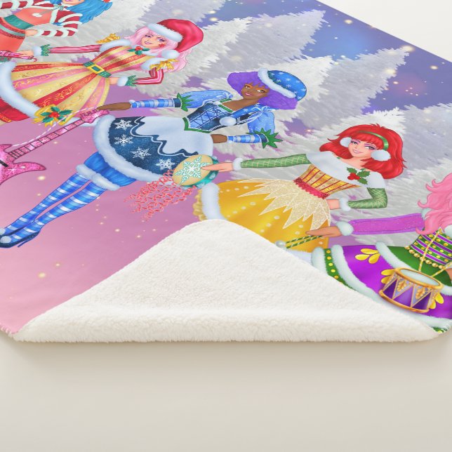 Jem and the Holograms Christmas Sherpa blanket (3/4)