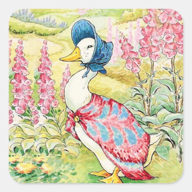 “Jemima Puddle Duck” by Beatrix Potter Square Sticker (Front)