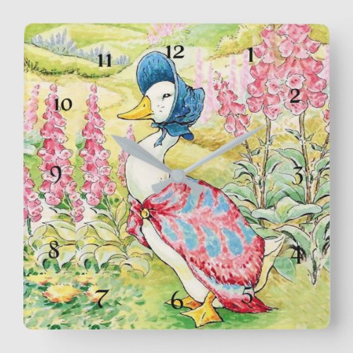 Jemima Puddle Duck by Beatrix Potter Square Wall Clock
