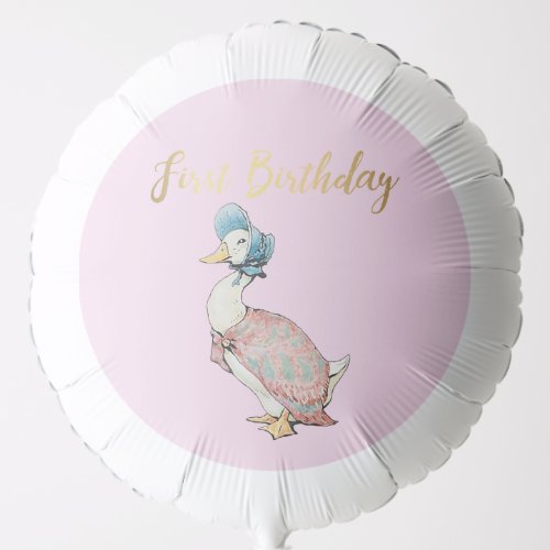 Jemima Puddle Duck First Birthday Text  Balloon