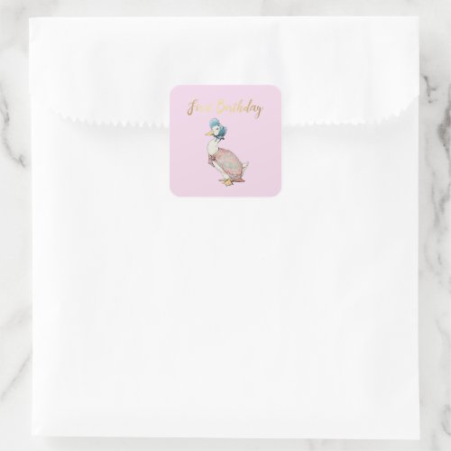 Jemima Puddle Duck First Birthday Text   Square Sticker
