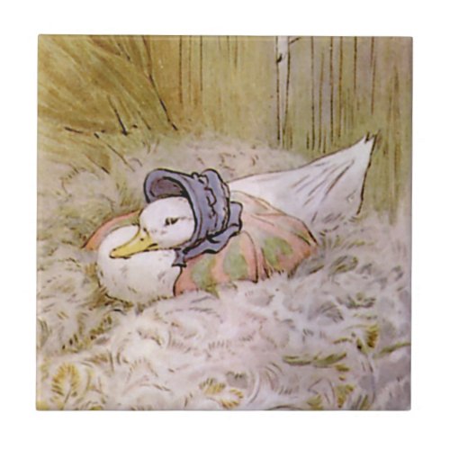 Jemima Puddle_Duck Hatching Her Eggs by Beatrix Po Ceramic Tile