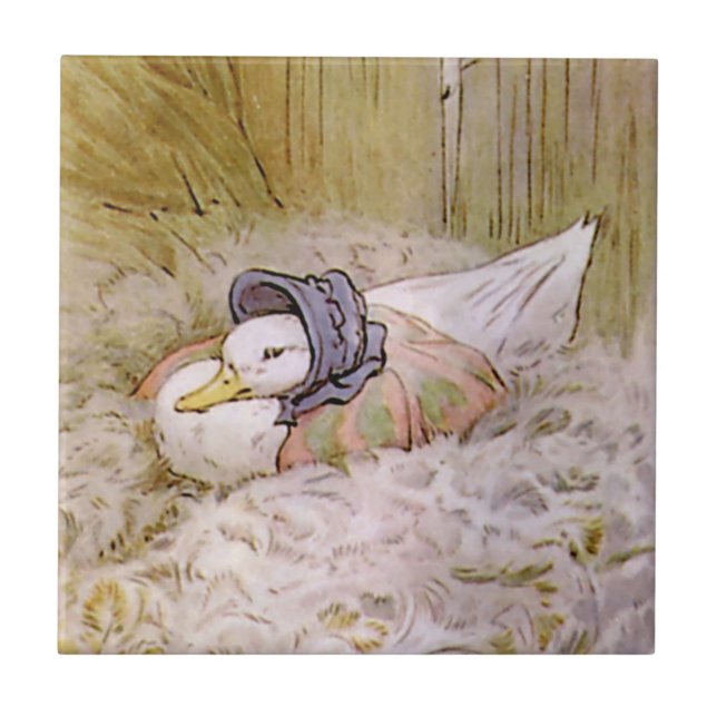 Jemima Puddle-Duck Hatching Her Eggs by Beatrix Po Ceramic Tile (Front)