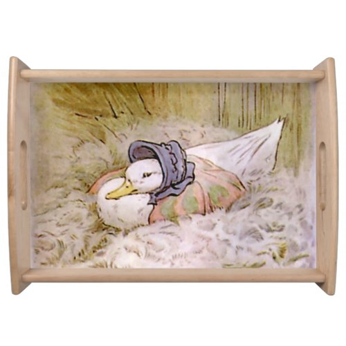Jemima Puddle_Duck Hatching Her Eggs by Beatrix Po Serving Tray