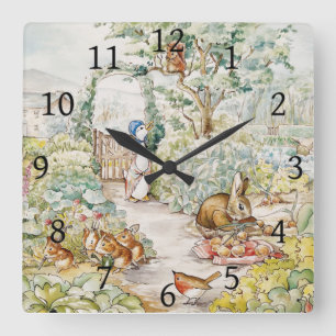 Jemima Puddle Duck in Mr Mc Gregor's Garden Square Wall Clock