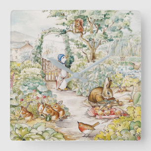 Jemima Puddle Duck in Mr Mc Gregor's Garden Square Wall Clock