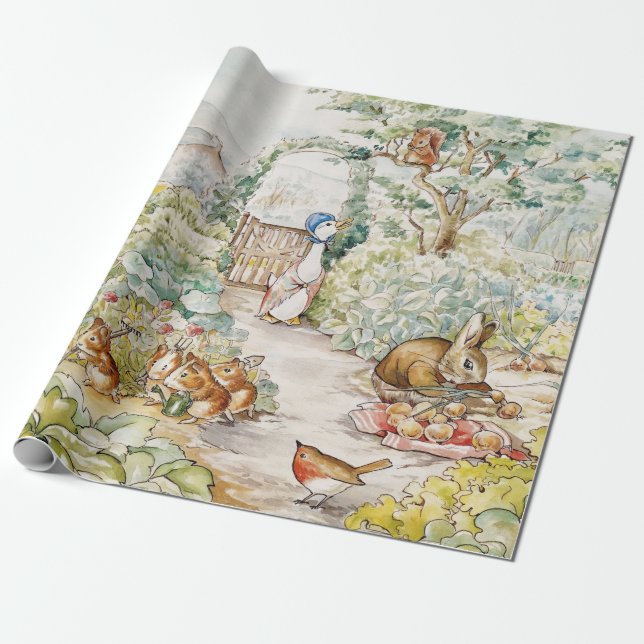 Jemima Puddle Duck in Mr Mc Gregor's Garden Wrapping Paper (Unrolled)