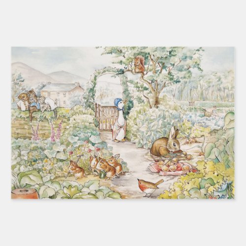 Jemima Puddle Duck in Mr Mc Gregors Garden Wrapping Paper Sheets