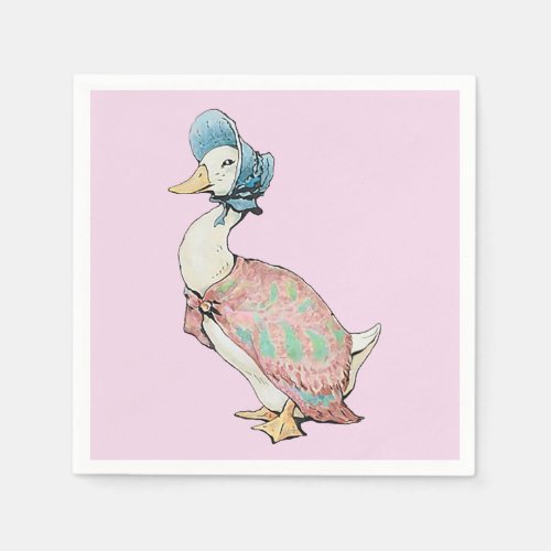 Jemima Puddle Duck Pastel Pink Background  Napkins