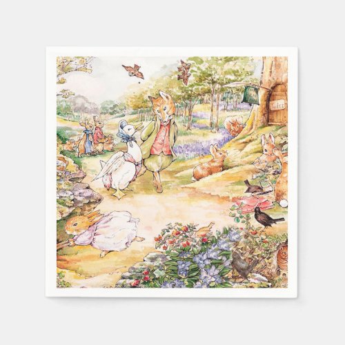 Jemima Puddle Duck taking a walk with Mr Fox     Napkins