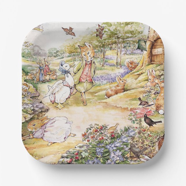 Jemima Puddle Duck taking a walk with Mr. Fox    Paper Plates (Front)
