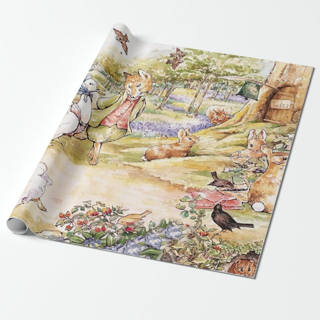Jemima Puddle Duck taking a walk with Mr. Fox     Wrapping Paper (Unrolled)