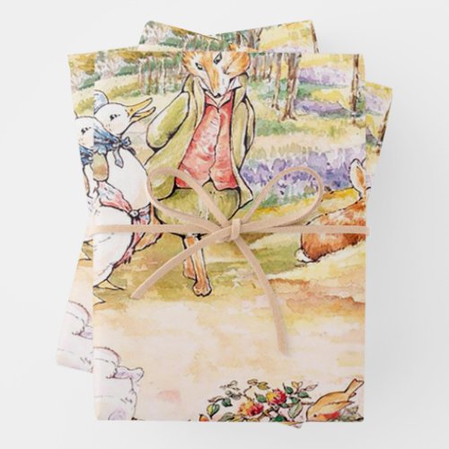 Jemima Puddle Duck taking a walk with Mr Fox    Wrapping Paper Sheets