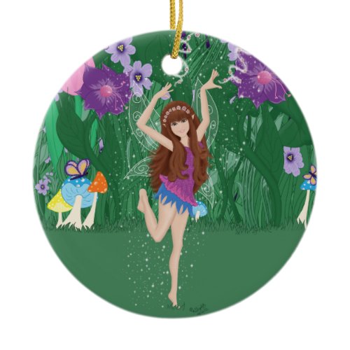 Jen the Dancing Flower Fairy Ceramic Ornament