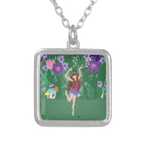 Jen the Dancing Flower Fairy Silver Plated Necklace