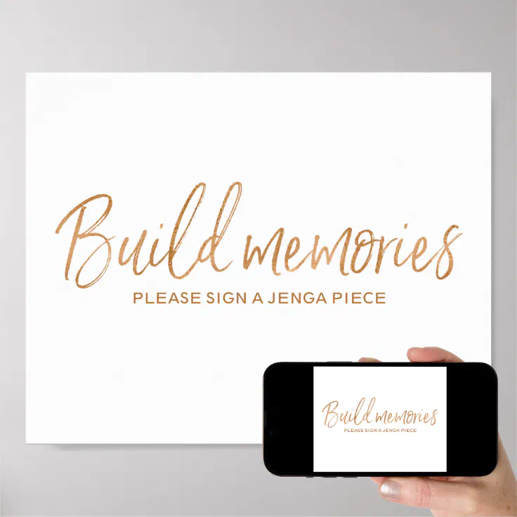 Jenga Piece Guest Book 8x10 Rose Gold Wedding Sign | Zazzle