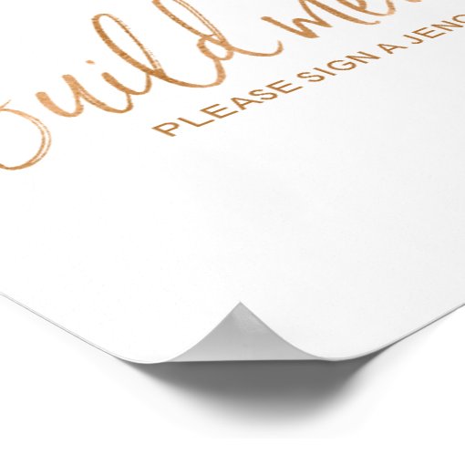 Jenga Piece Guest Book 8x10 Rose Gold Wedding Sign | Zazzle