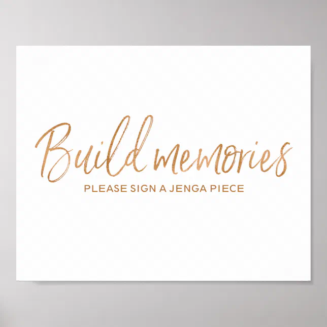 Jenga Piece Guest Book 8x10 Rose Gold Wedding Sign | Zazzle