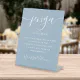 Jenga Wedding Guestbook Elegant Script Dusty Blue Pedestal Sign | Zazzle