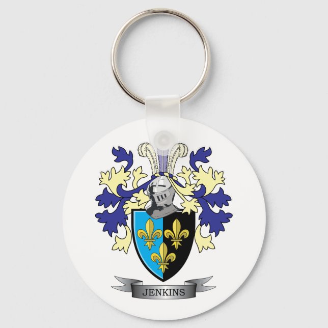 Jenkins Family Crest Coat of Arms Keychain (Front)